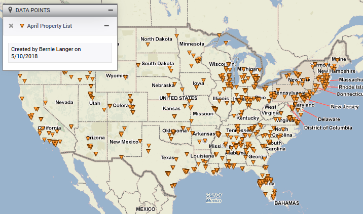 Uploaded points on a map