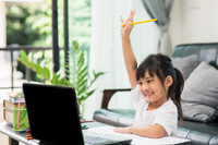 child attending virtual school