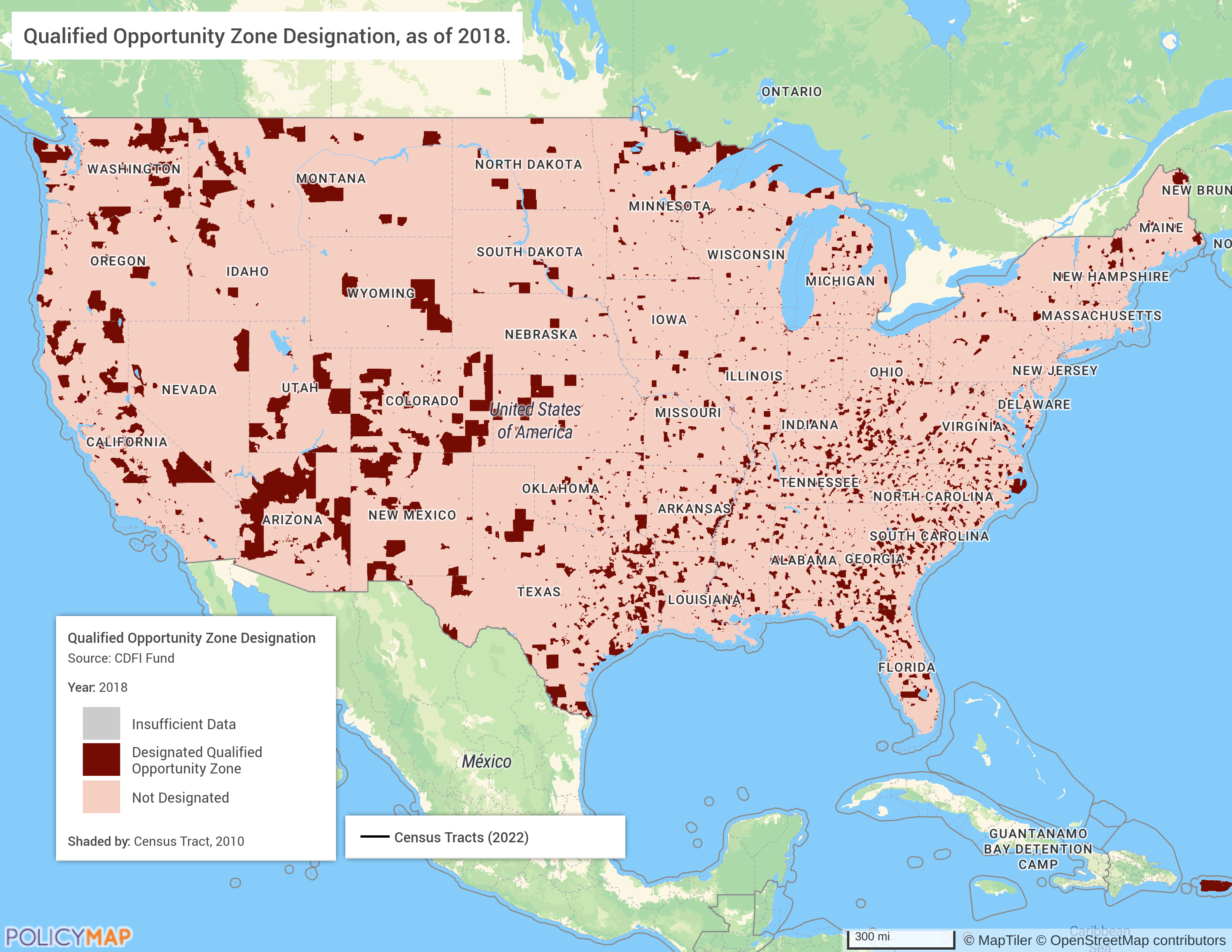 US National Map of Opportunity Zones from PolicyMap